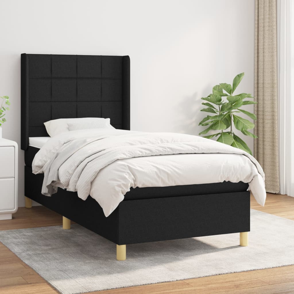 vidaXL Boxspring met matras stof crèmekleurig 140x200 cm