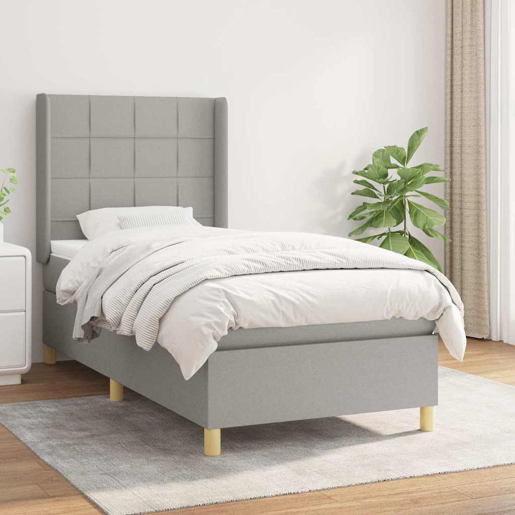 vidaXL Boxspring met matras stof crèmekleurig 140x200 cm