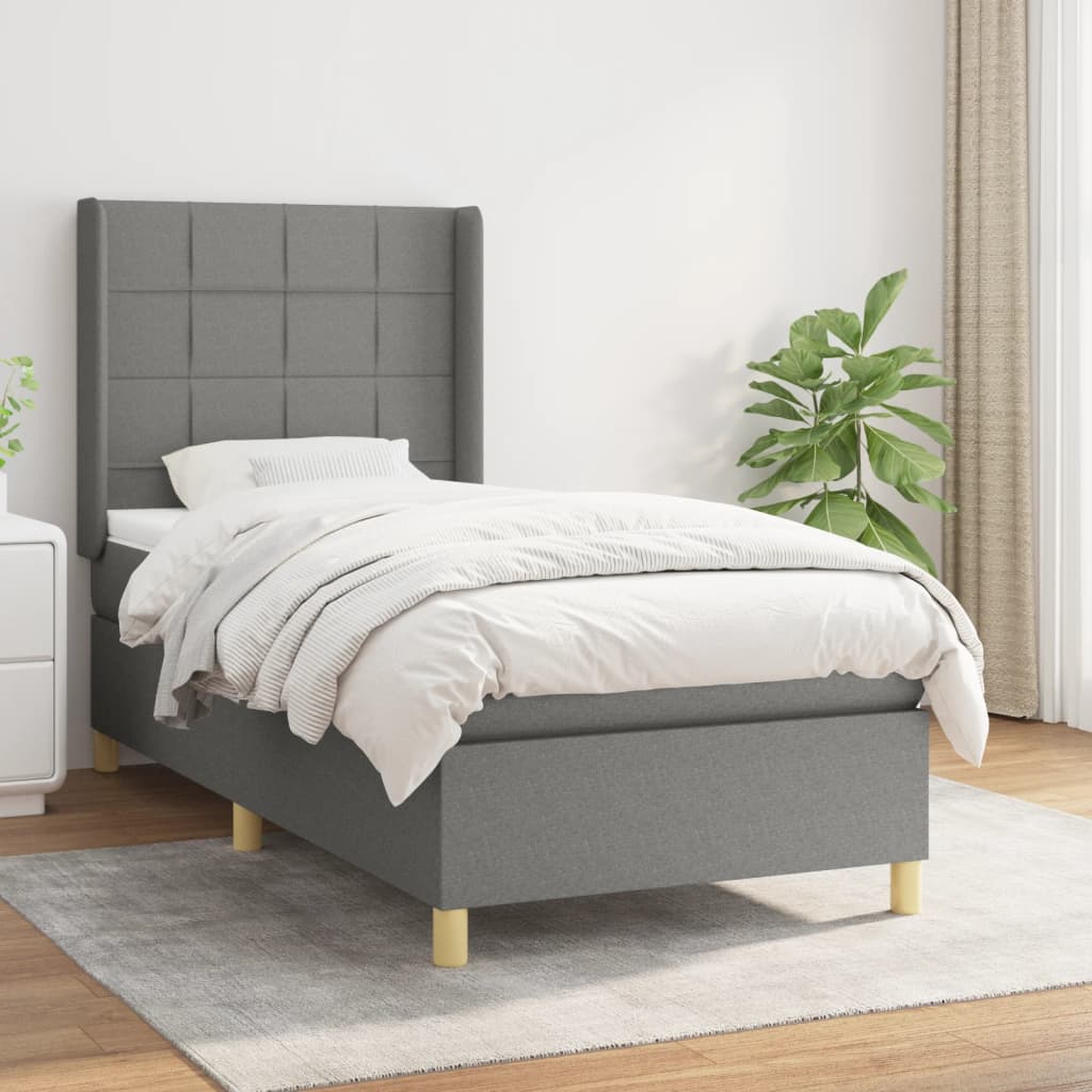 vidaXL Boxspring met matras stof crèmekleurig 140x200 cm