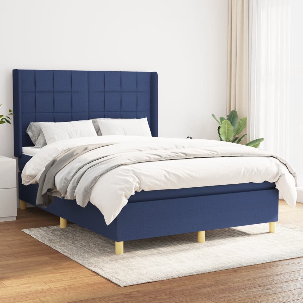 vidaXL Boxspring met matras stof crèmekleurig 140x200 cm