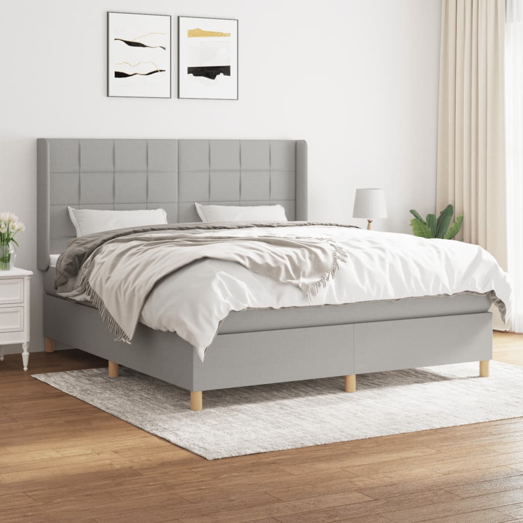 vidaXL Boxspring met matras stof crèmekleurig 140x200 cm