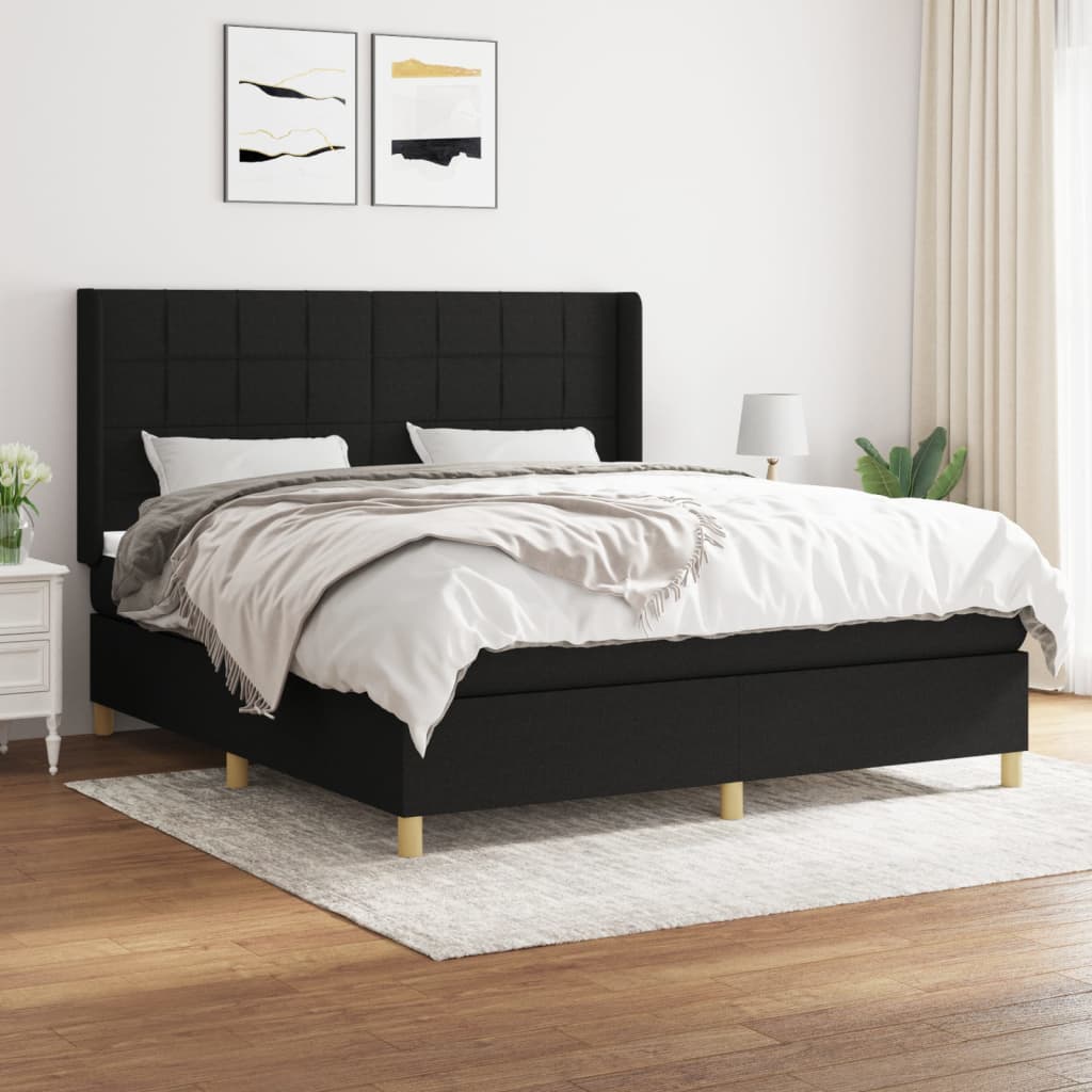 vidaXL Boxspring met matras stof crèmekleurig 140x200 cm