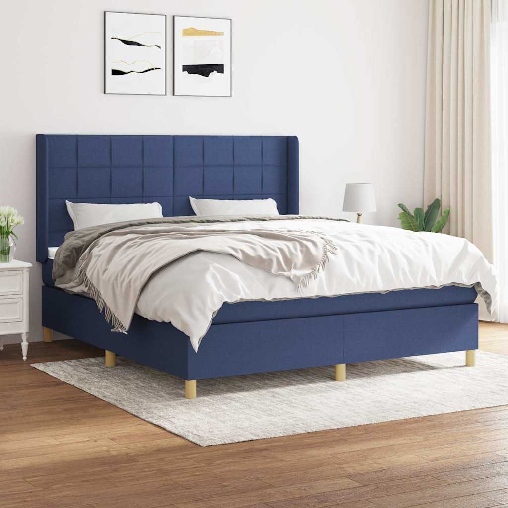 vidaXL Boxspring met matras stof crèmekleurig 140x200 cm
