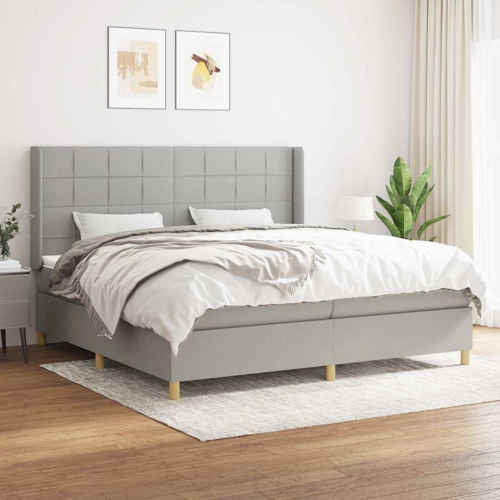 vidaXL Boxspring met matras stof crèmekleurig 140x200 cm