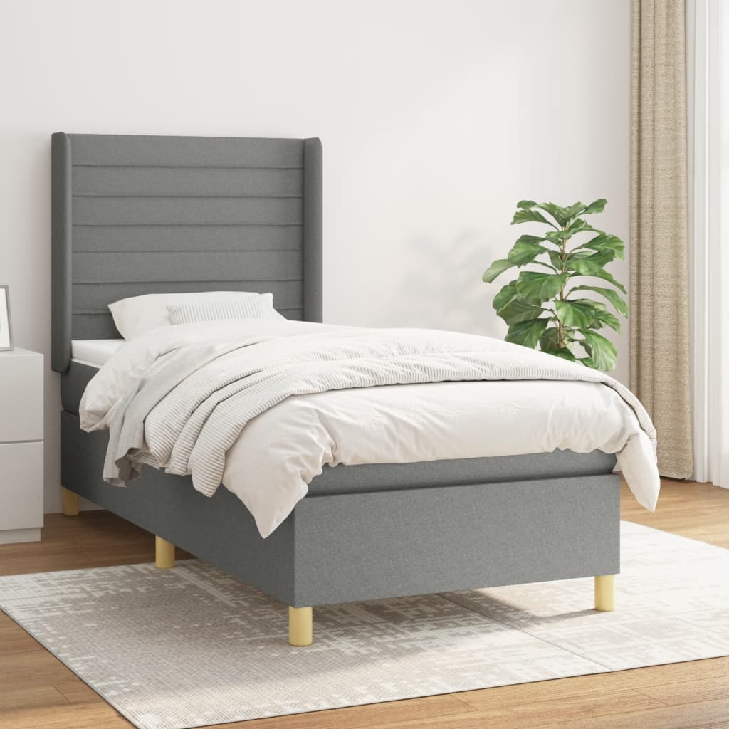 vidaXL Boxspring met matras stof crèmekleurig 140x200 cm