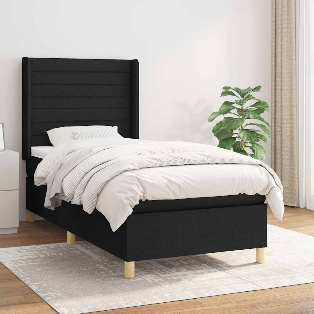 vidaXL Boxspring met matras stof crèmekleurig 140x200 cm