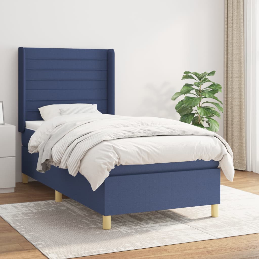 vidaXL Boxspring met matras stof crèmekleurig 140x200 cm