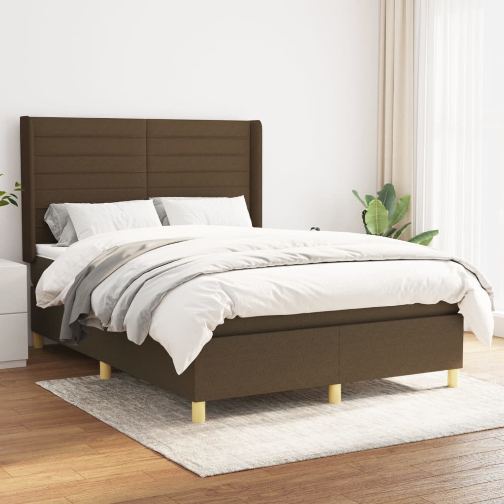 vidaXL Boxspring met matras stof crèmekleurig 140x200 cm