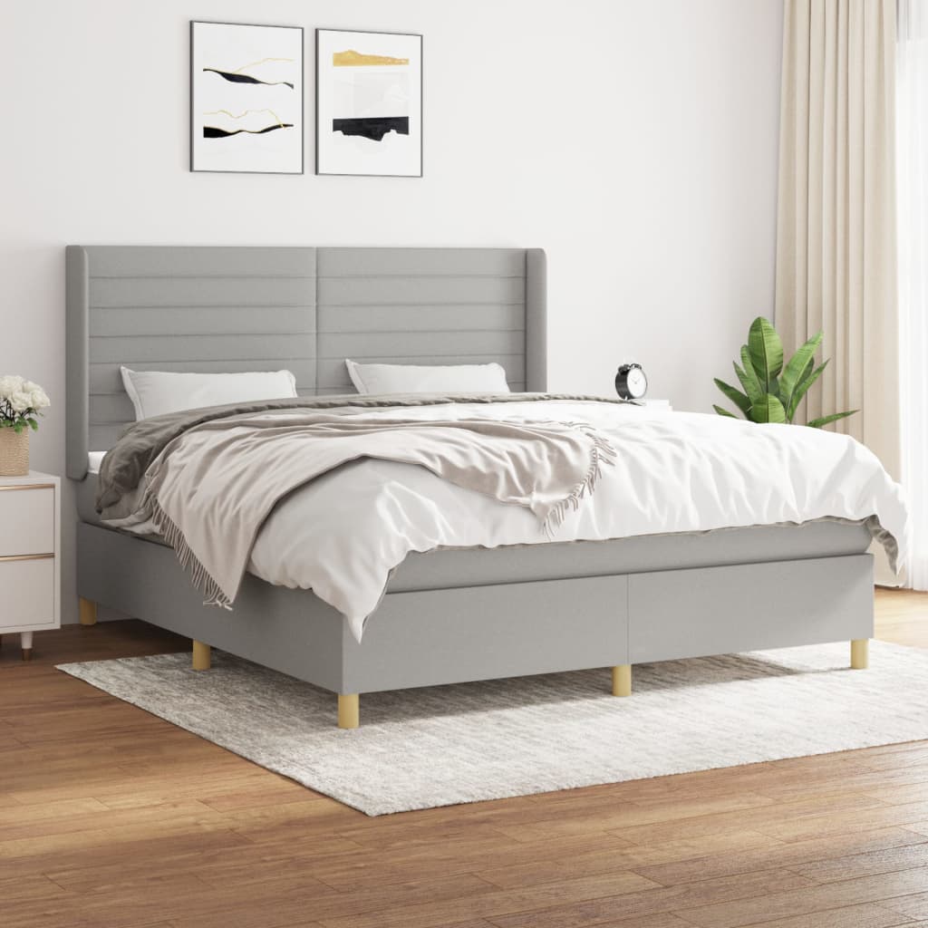 vidaXL Boxspring met matras stof crèmekleurig 140x200 cm