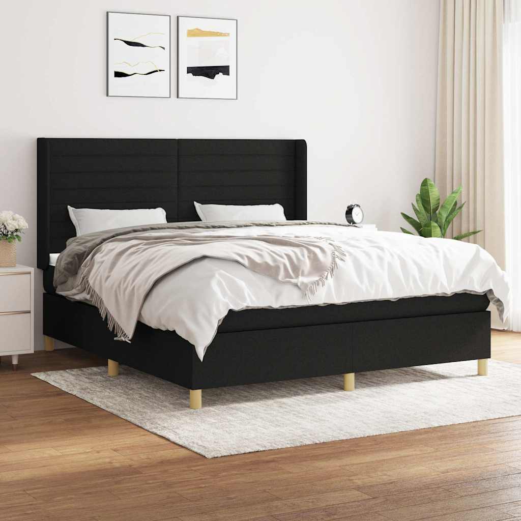 vidaXL Boxspring met matras stof crèmekleurig 140x200 cm