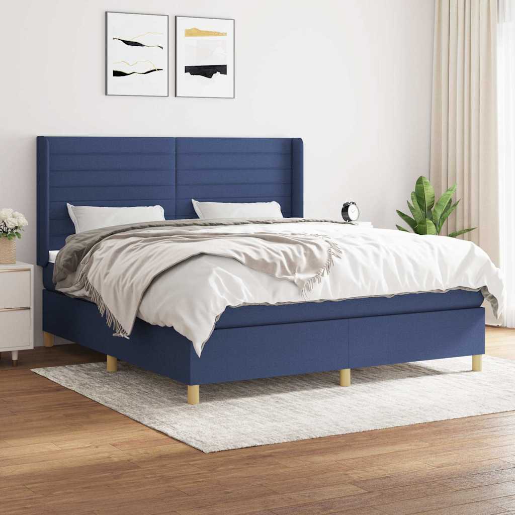 vidaXL Boxspring met matras stof crèmekleurig 140x200 cm