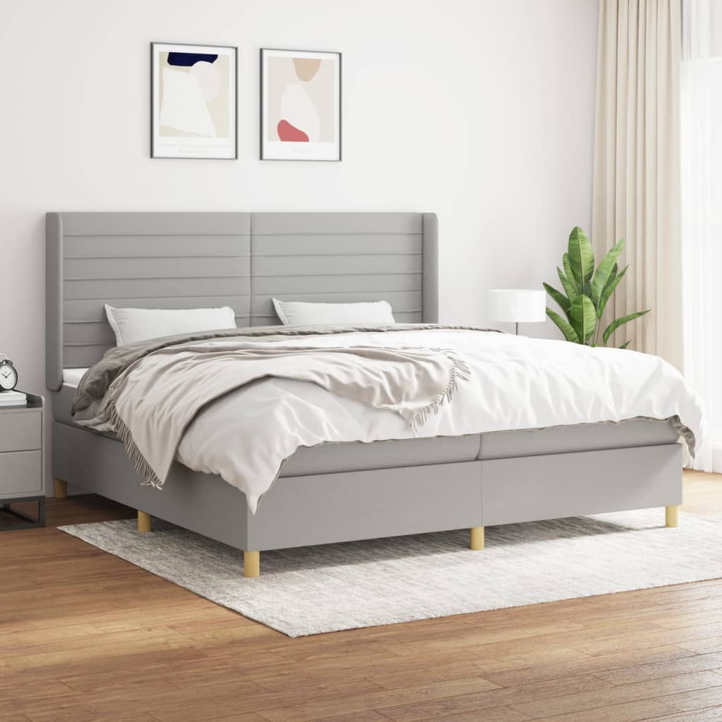 vidaXL Boxspring met matras stof crèmekleurig 140x200 cm