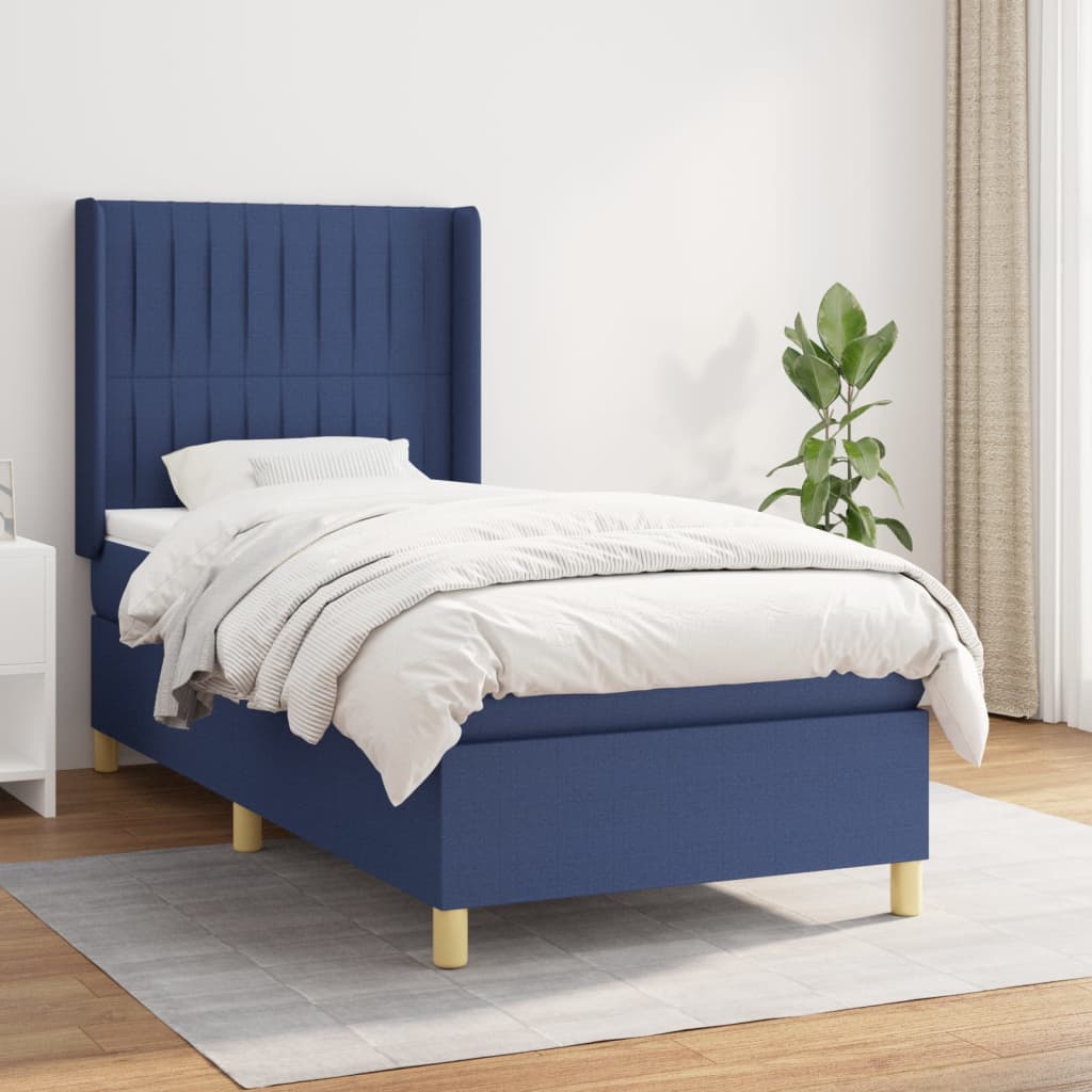 vidaXL Boxspring met matras stof crèmekleurig 140x200 cm