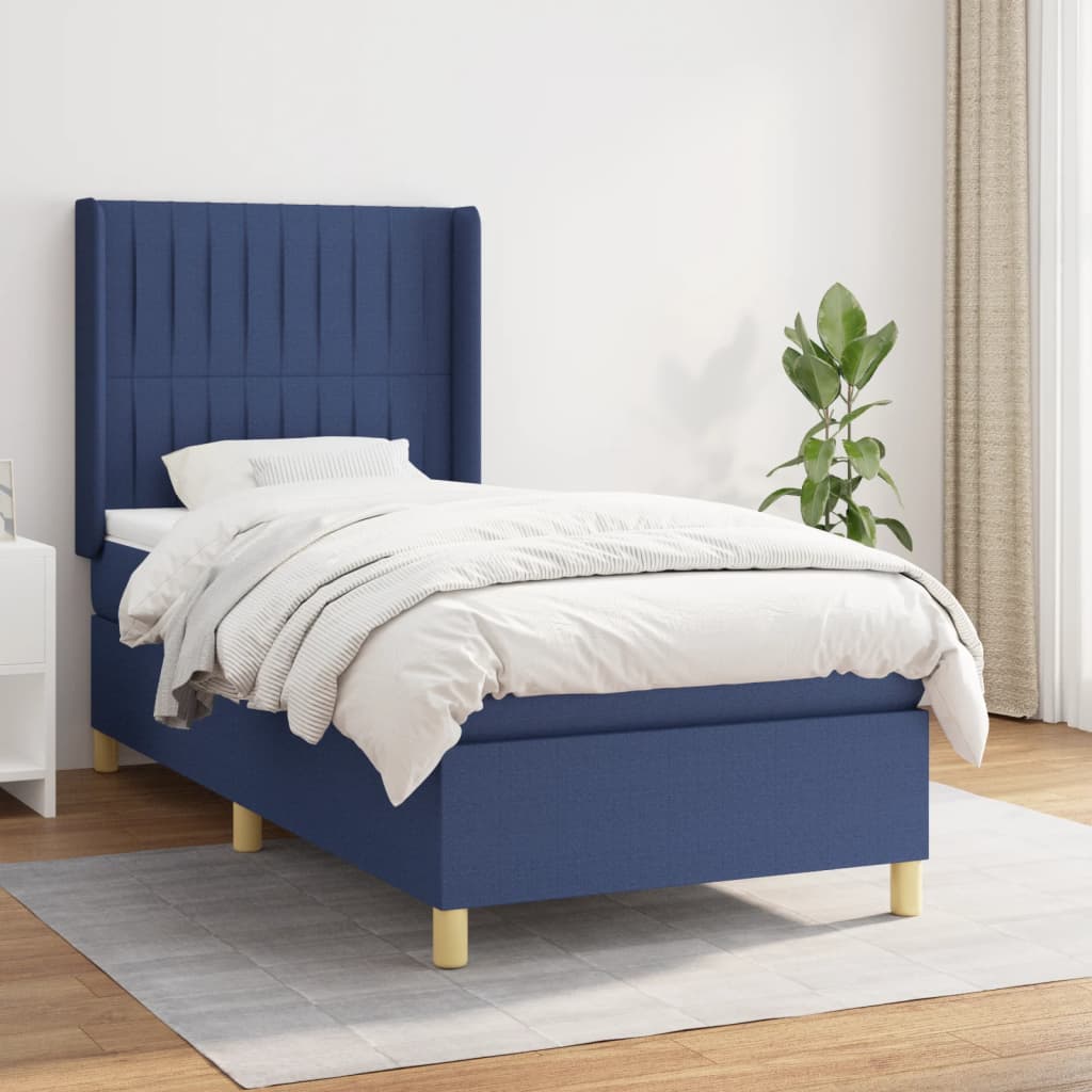 vidaXL Boxspring met matras stof crèmekleurig 140x200 cm