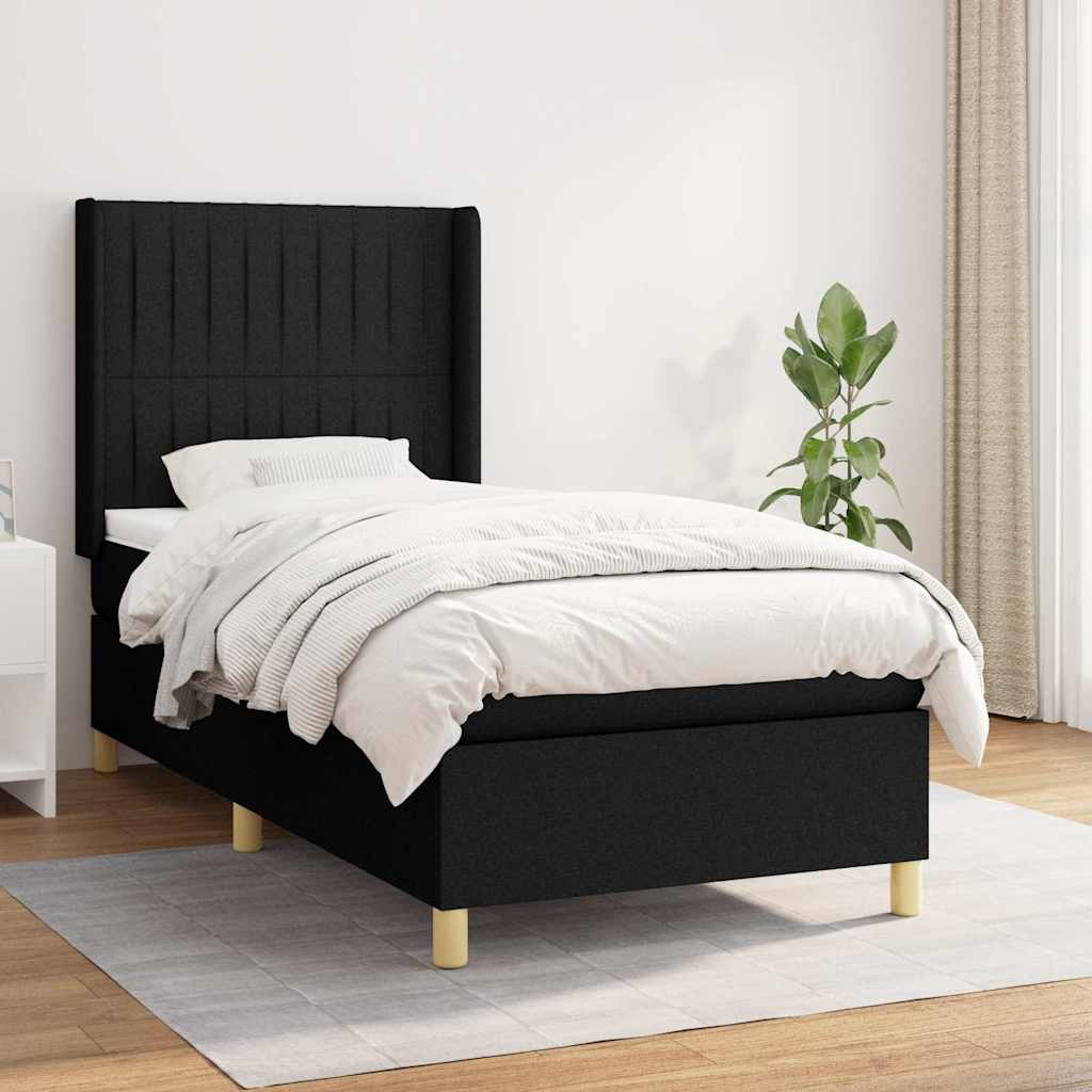 vidaXL Boxspring met matras stof crèmekleurig 140x200 cm