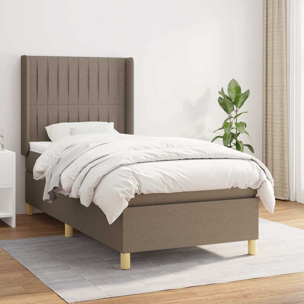 vidaXL Boxspring met matras stof crèmekleurig 140x200 cm