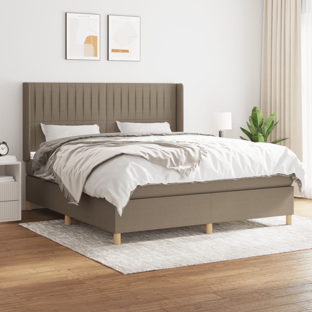 vidaXL Boxspring met matras stof crèmekleurig 140x200 cm