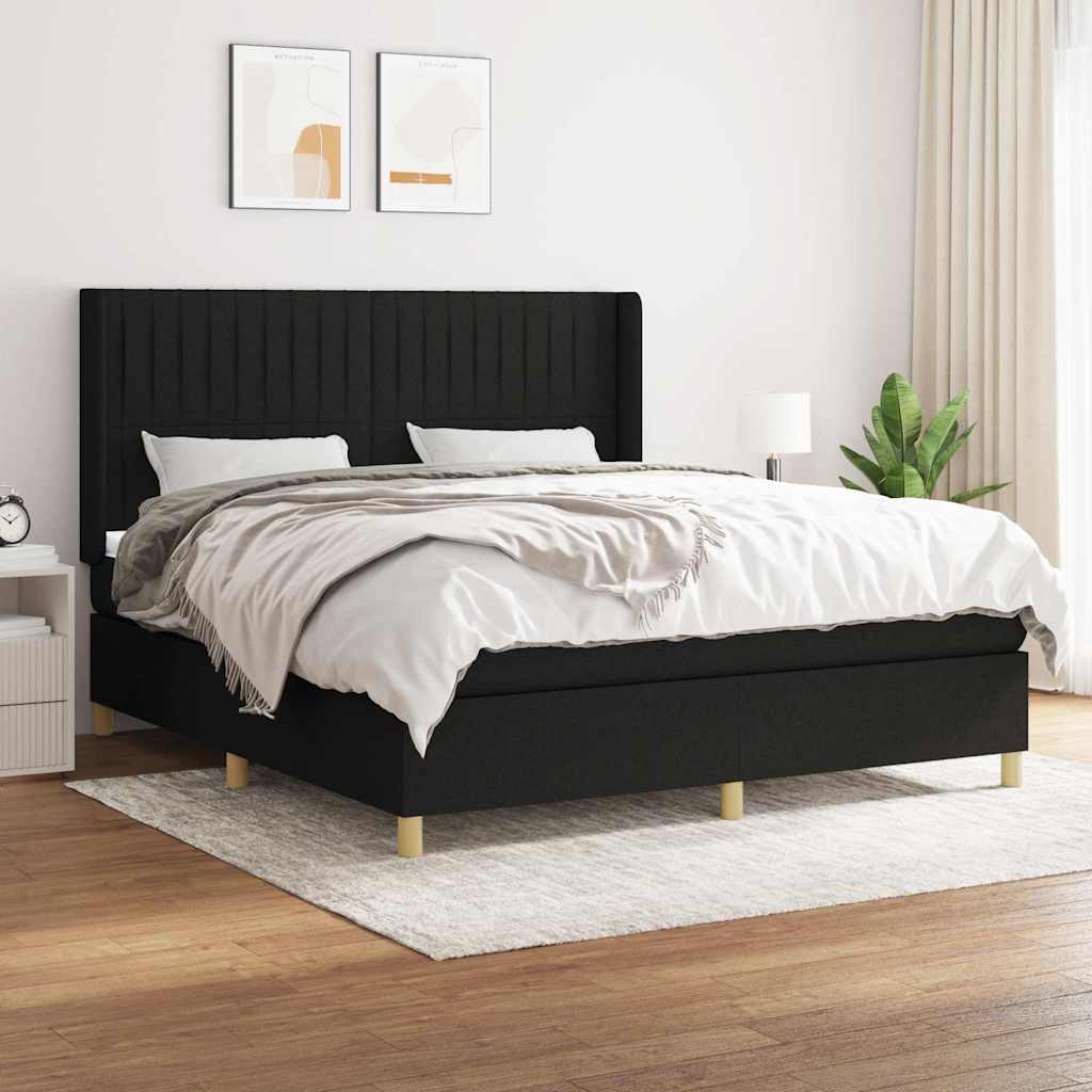 vidaXL Boxspring met matras stof crèmekleurig 140x200 cm