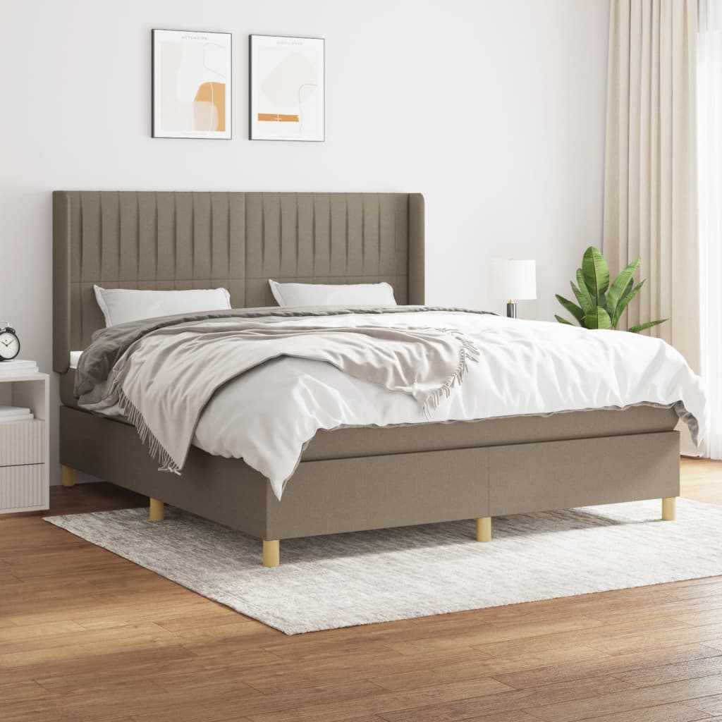 vidaXL Boxspring met matras stof crèmekleurig 140x200 cm