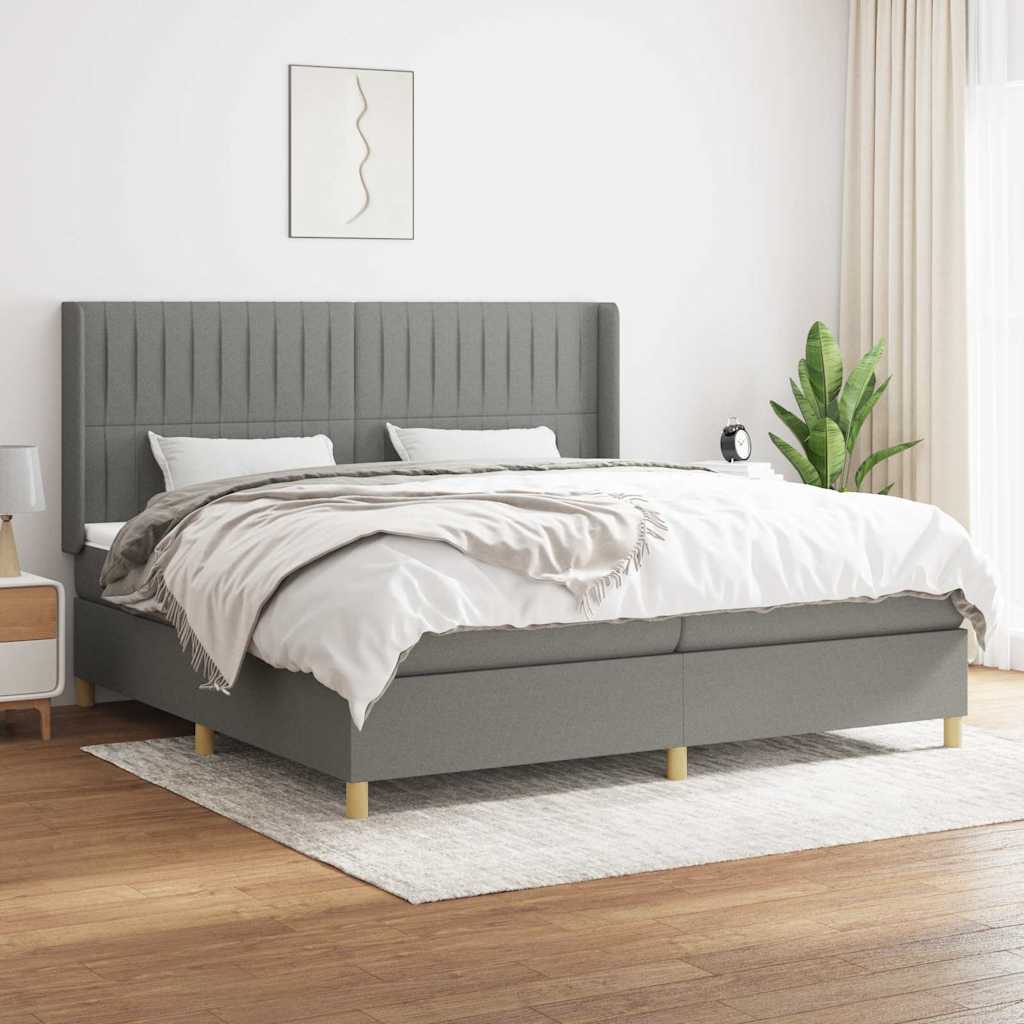vidaXL Boxspring met matras stof crèmekleurig 140x200 cm