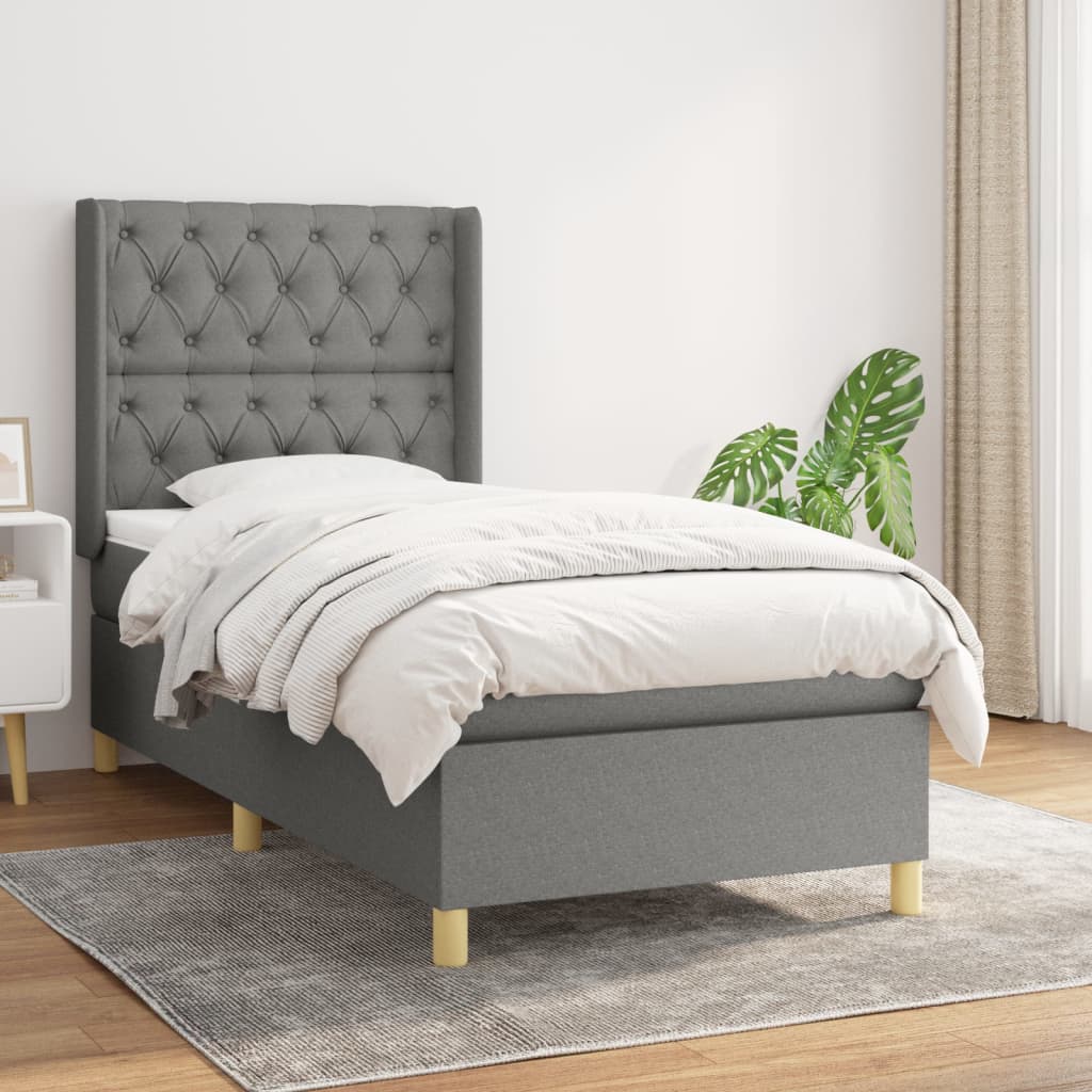 vidaXL Boxspring met matras stof crèmekleurig 140x200 cm