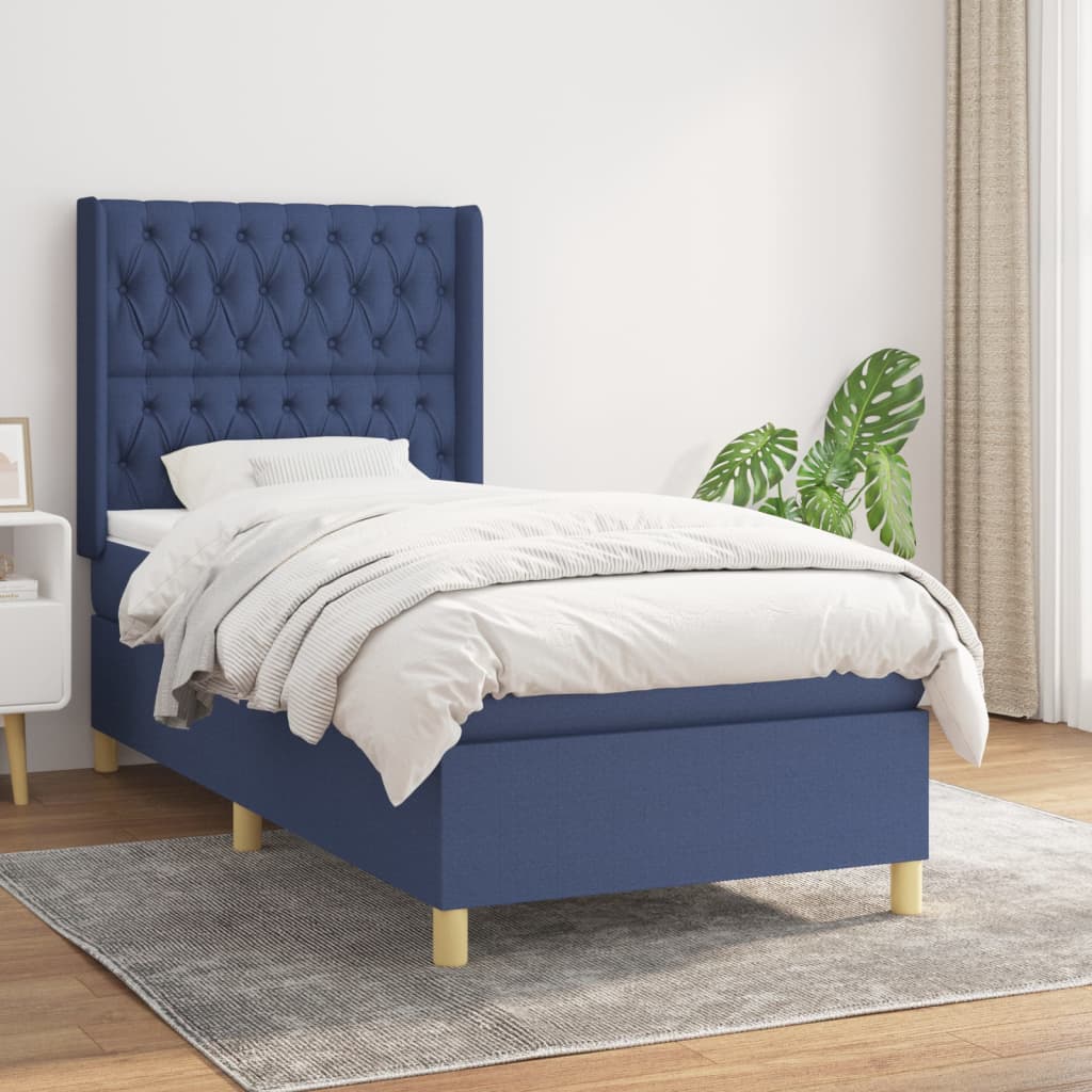 vidaXL Boxspring met matras stof crèmekleurig 140x200 cm