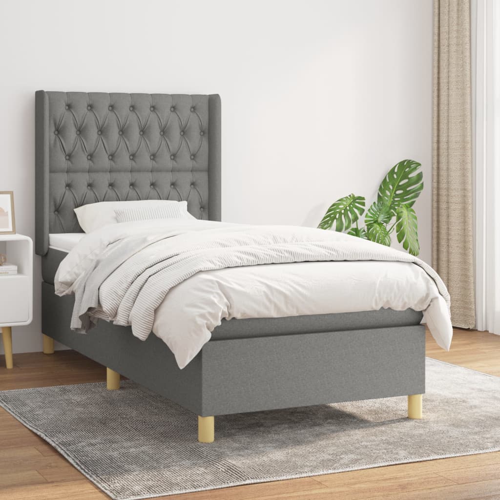 vidaXL Boxspring met matras stof crèmekleurig 140x200 cm