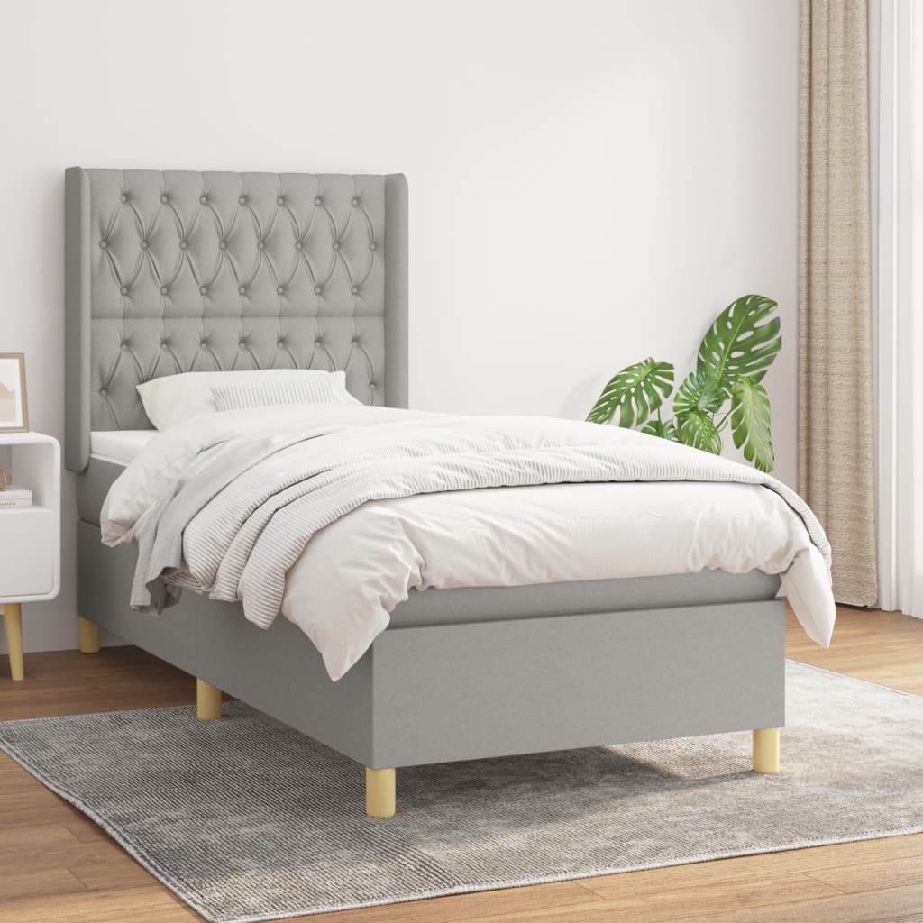 vidaXL Boxspring met matras stof crèmekleurig 140x200 cm