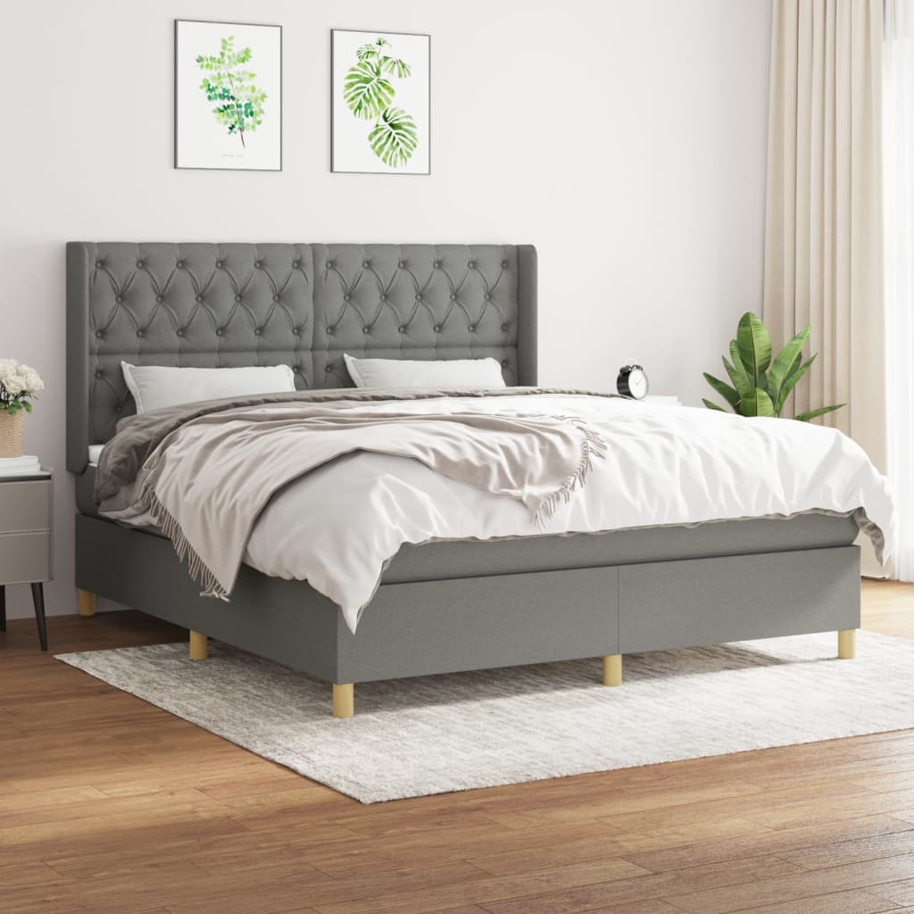 vidaXL Boxspring met matras stof crèmekleurig 140x200 cm
