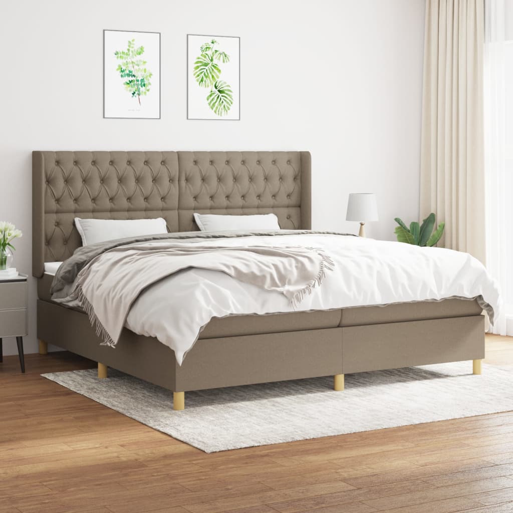 vidaXL Boxspring met matras stof crèmekleurig 140x200 cm