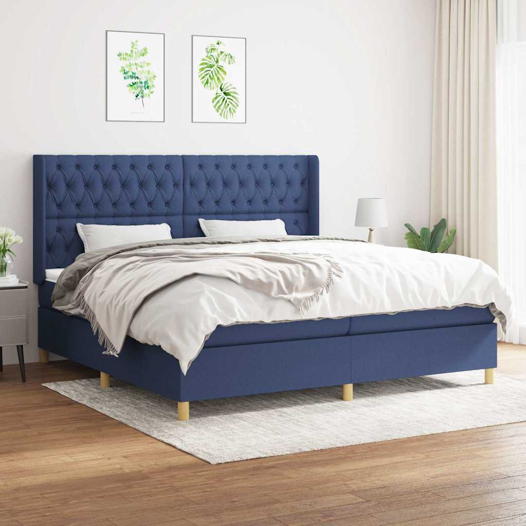 vidaXL Boxspring met matras stof crèmekleurig 140x200 cm