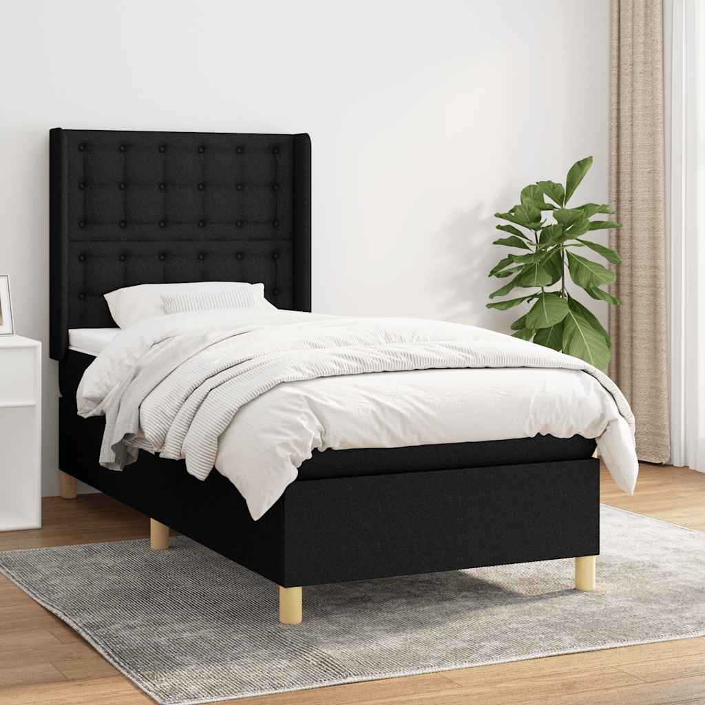 vidaXL Boxspring met matras stof crèmekleurig 140x200 cm