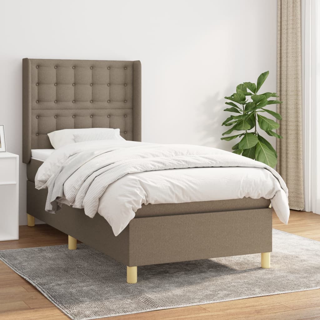 vidaXL Boxspring met matras stof crèmekleurig 140x200 cm