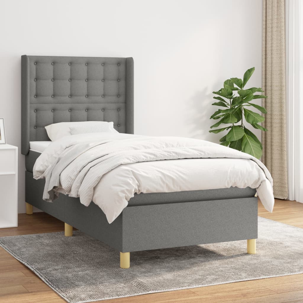 vidaXL Boxspring met matras stof crèmekleurig 140x200 cm