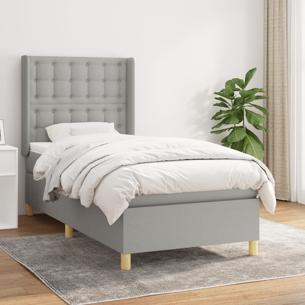 vidaXL Boxspring met matras stof crèmekleurig 140x200 cm