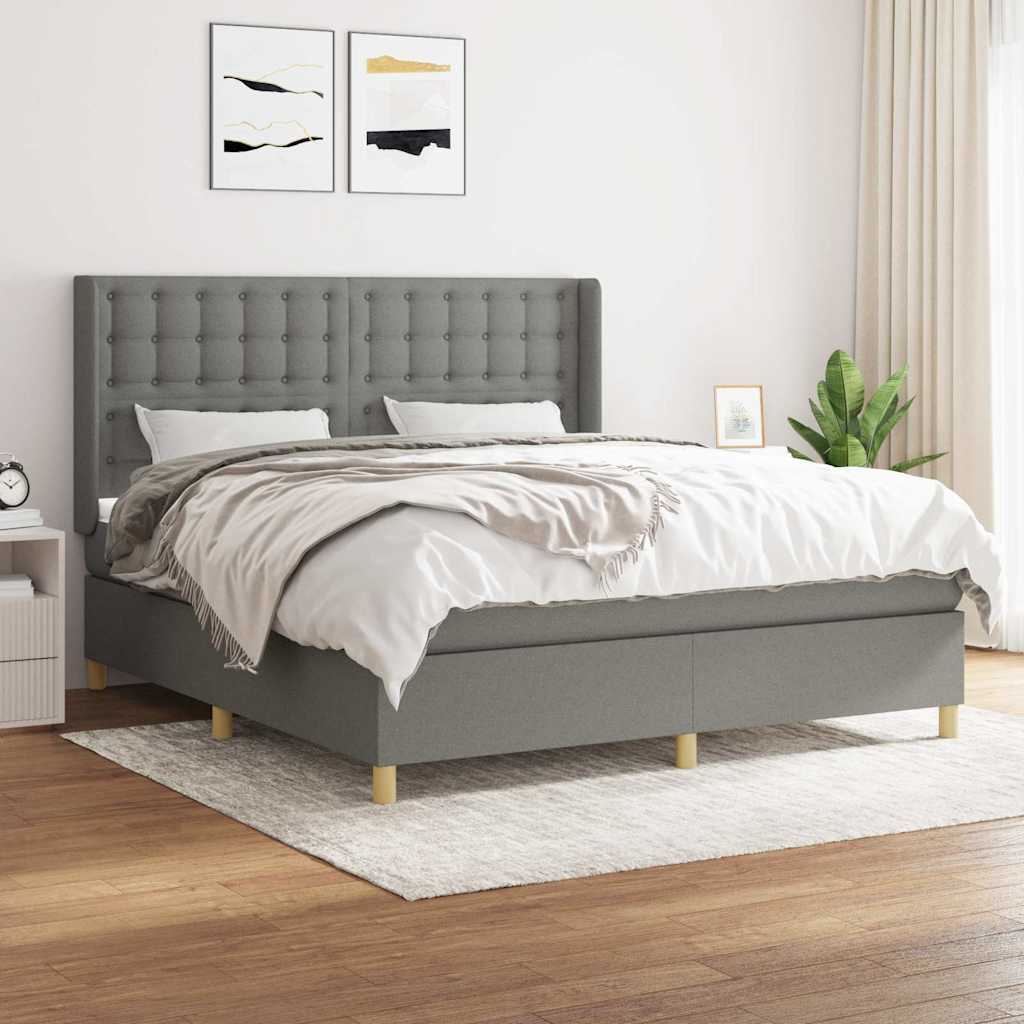 vidaXL Boxspring met matras stof crèmekleurig 140x200 cm