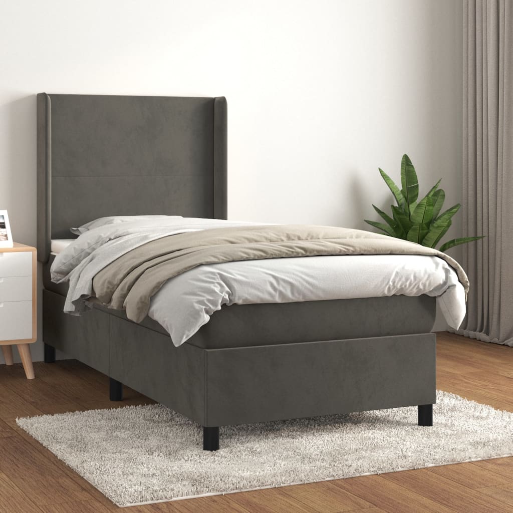 vidaXL Boxspring met matras fluweel lichtgrijs 140x200 cm