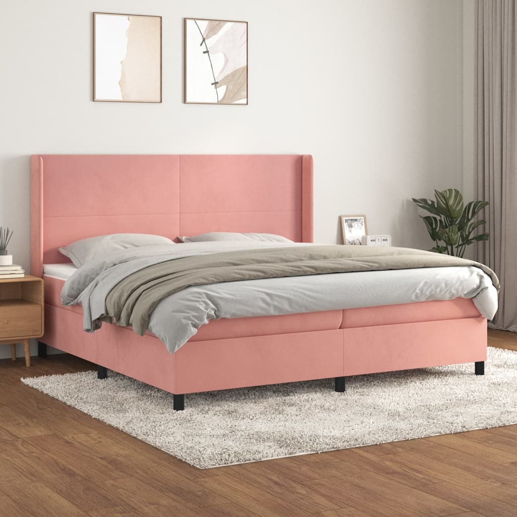 vidaXL Boxspring met matras fluweel lichtgrijs 140x200 cm