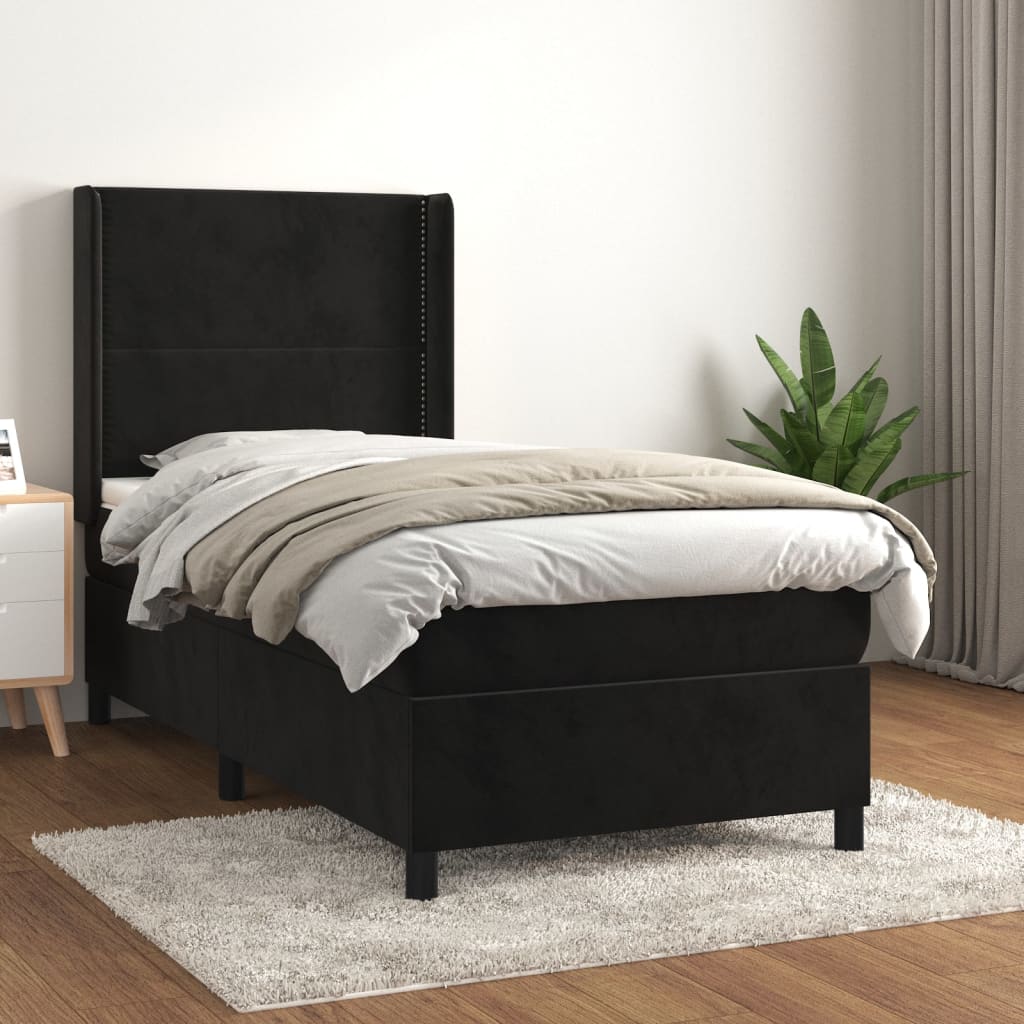 vidaXL Boxspring met matras fluweel lichtgrijs 140x200 cm