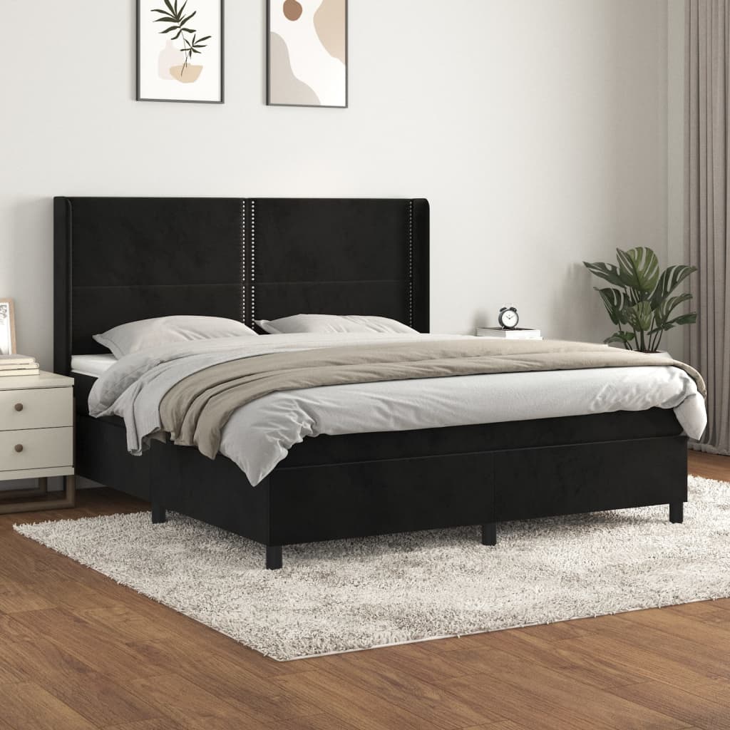 vidaXL Boxspring met matras fluweel lichtgrijs 140x200 cm