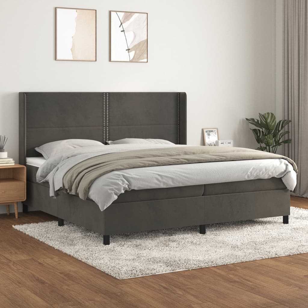 vidaXL Boxspring met matras fluweel lichtgrijs 140x200 cm