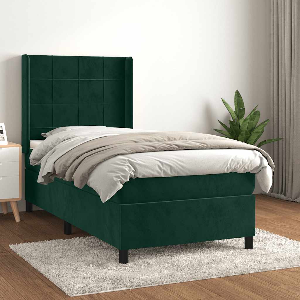 vidaXL Boxspring met matras fluweel lichtgrijs 140x200 cm