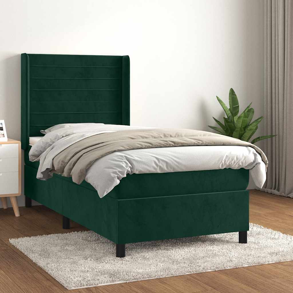 vidaXL Boxspring met matras fluweel lichtgrijs 140x200 cm