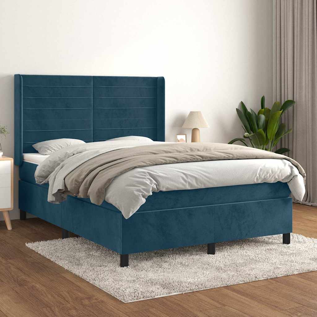 vidaXL Boxspring met matras fluweel lichtgrijs 140x200 cm