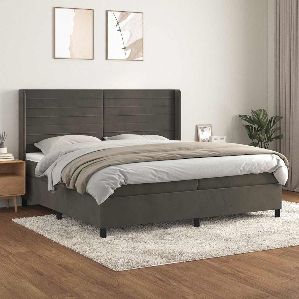 vidaXL Boxspring met matras fluweel lichtgrijs 140x200 cm
