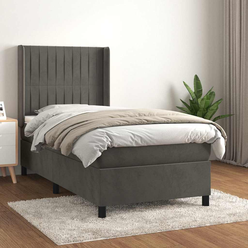 vidaXL Boxspring met matras fluweel lichtgrijs 140x200 cm