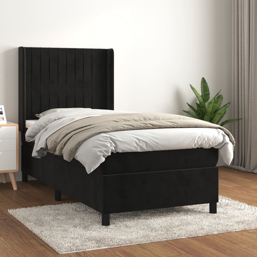 vidaXL Boxspring met matras fluweel lichtgrijs 140x200 cm