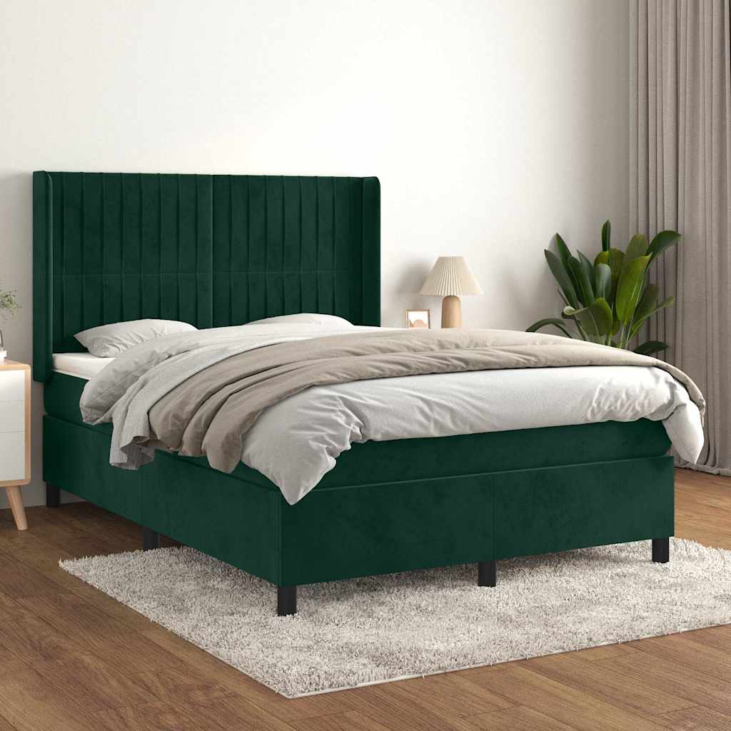 vidaXL Boxspring met matras fluweel lichtgrijs 140x200 cm