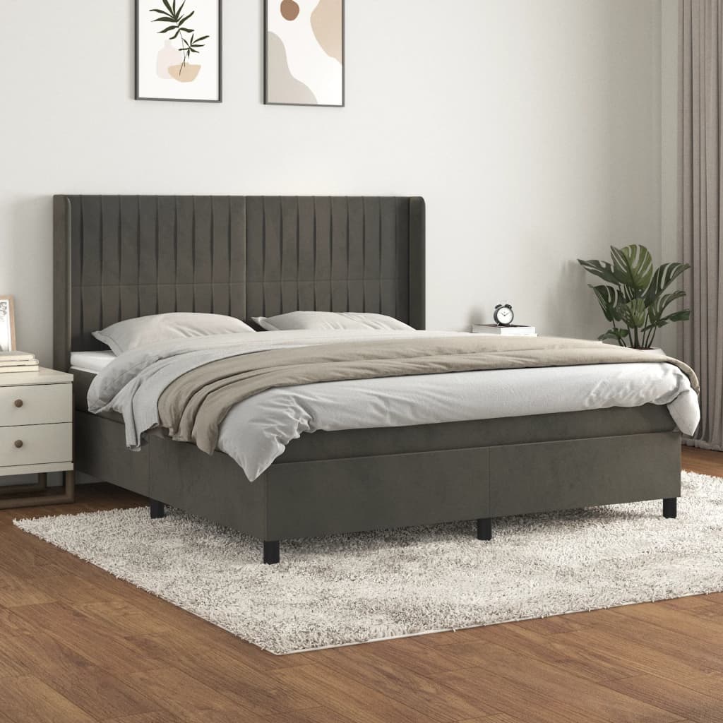 vidaXL Boxspring met matras fluweel lichtgrijs 140x200 cm