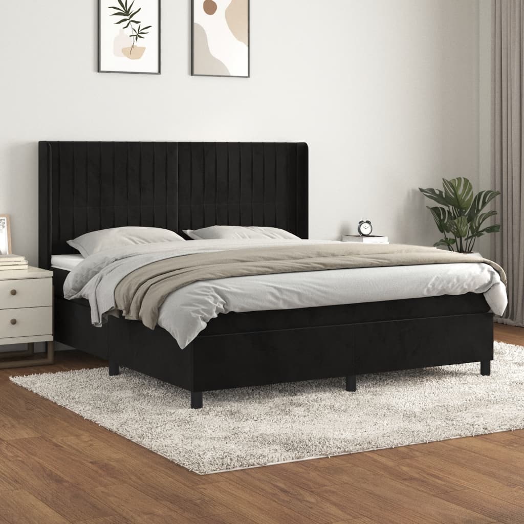 vidaXL Boxspring met matras fluweel lichtgrijs 140x200 cm